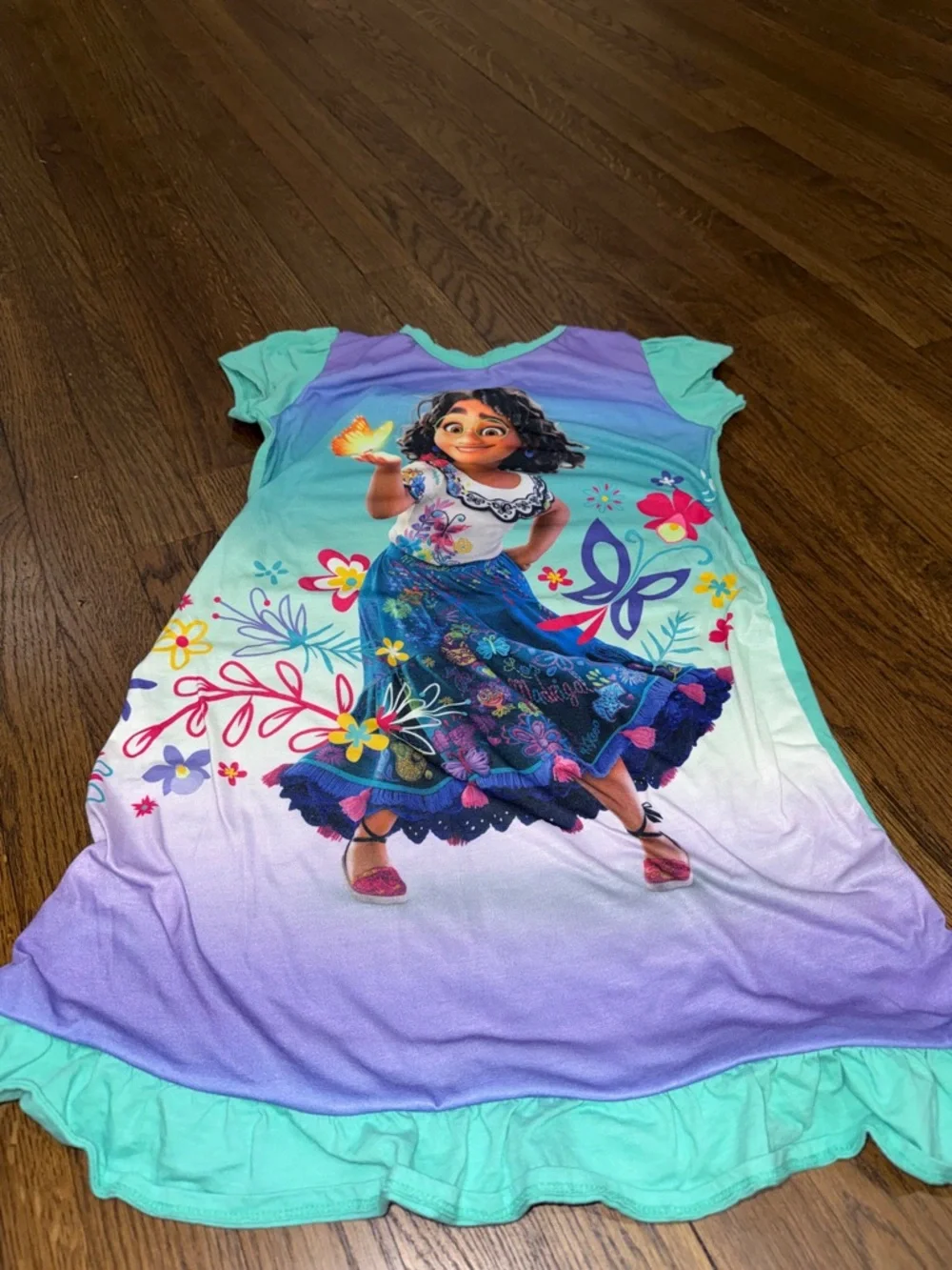 Disney Mirabel Girls Nightgown - Teal, Purple & Blue Floral - Picture 1 of 2
